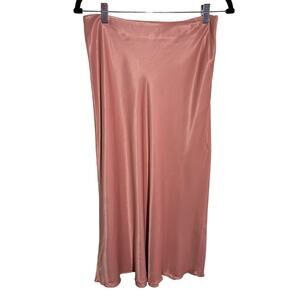 & Other Stories Pink Satin Midi Skirt
